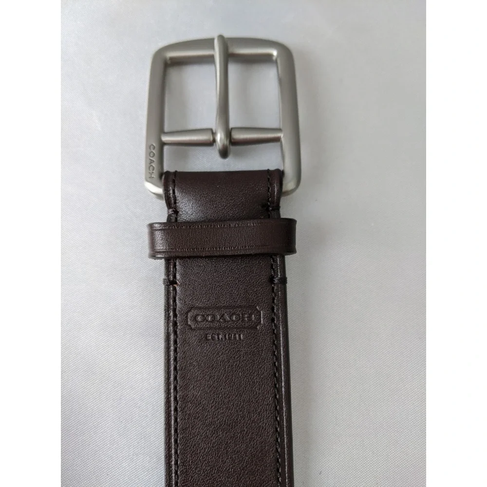 Coach Mens Leather Belt Brown F55191 Size 32 Brushed Nickel Buckle